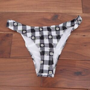 South Beach Gingham Daisy Print Bikini Bottoms Size UK 14 US 10